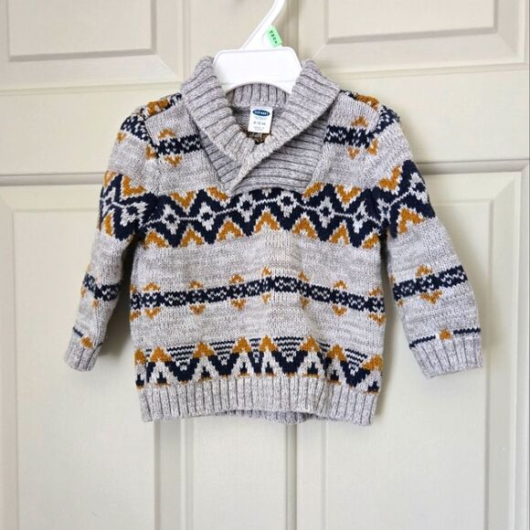 2/$15 Old Navy Faie Isle Knit Sweater Size 6-12 M - Picture 1 of 3